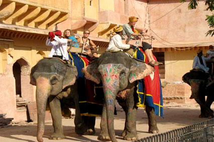Eléphants au fort d'Amber à Jaipur