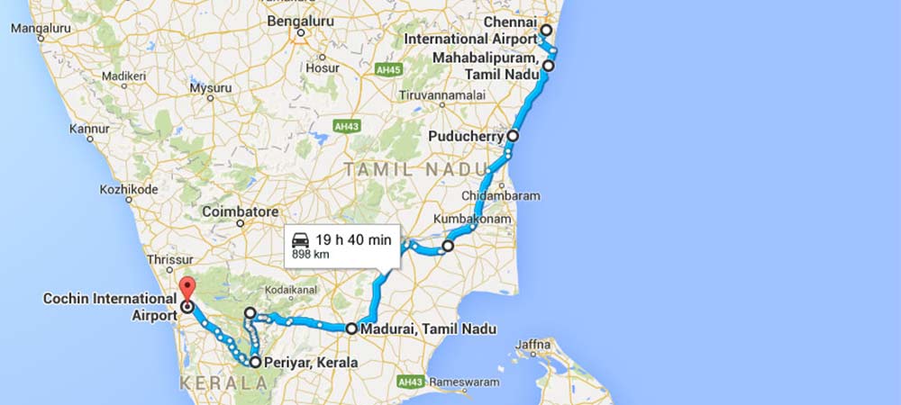 Carte Du Circuit Tamilnadu